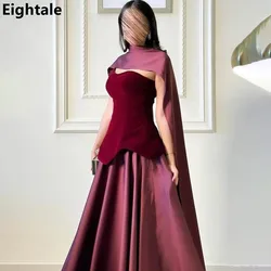 Eightale 2025 Burgundy A Line Saudi Arabic Prom Dress Cape Evening Dress Women Formal Party Gown Robes De Soirée Customized