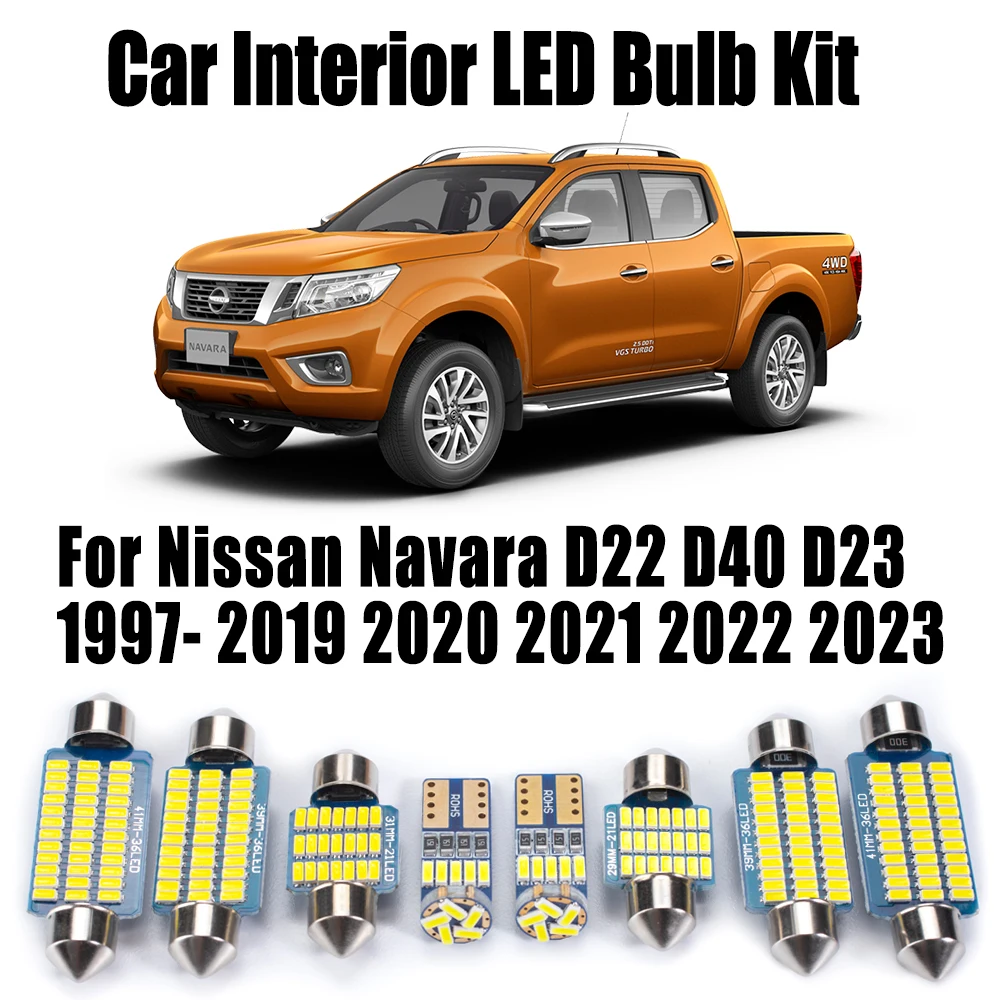 Car LED Interior Bulb Accessories Reading Trunk Dome Light Kit For Nissan Navara D22 D40 D23 1997- 2018 2019 2020 2021 2022 2023