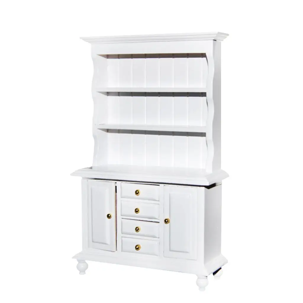 Armário de madeira para casa de bonecas, móveis em miniatura, estante de três camadas para 1 12, acessórios para casa de bonecas, sala de estar