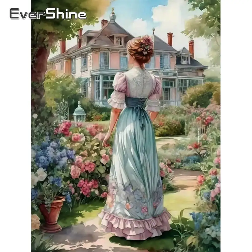Evershine 5D Diamond Painting Woman Cross Stitch Diamond Mosaic Portrait Picture Embroidery Garden Rhinestones Wall Decor