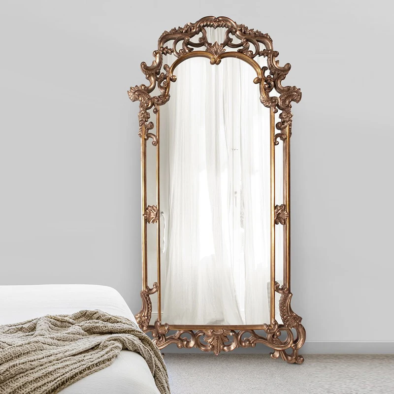 

Baroque full body mirror wall hanging handmade engraving custom size European floor ， retro full-length mirror home