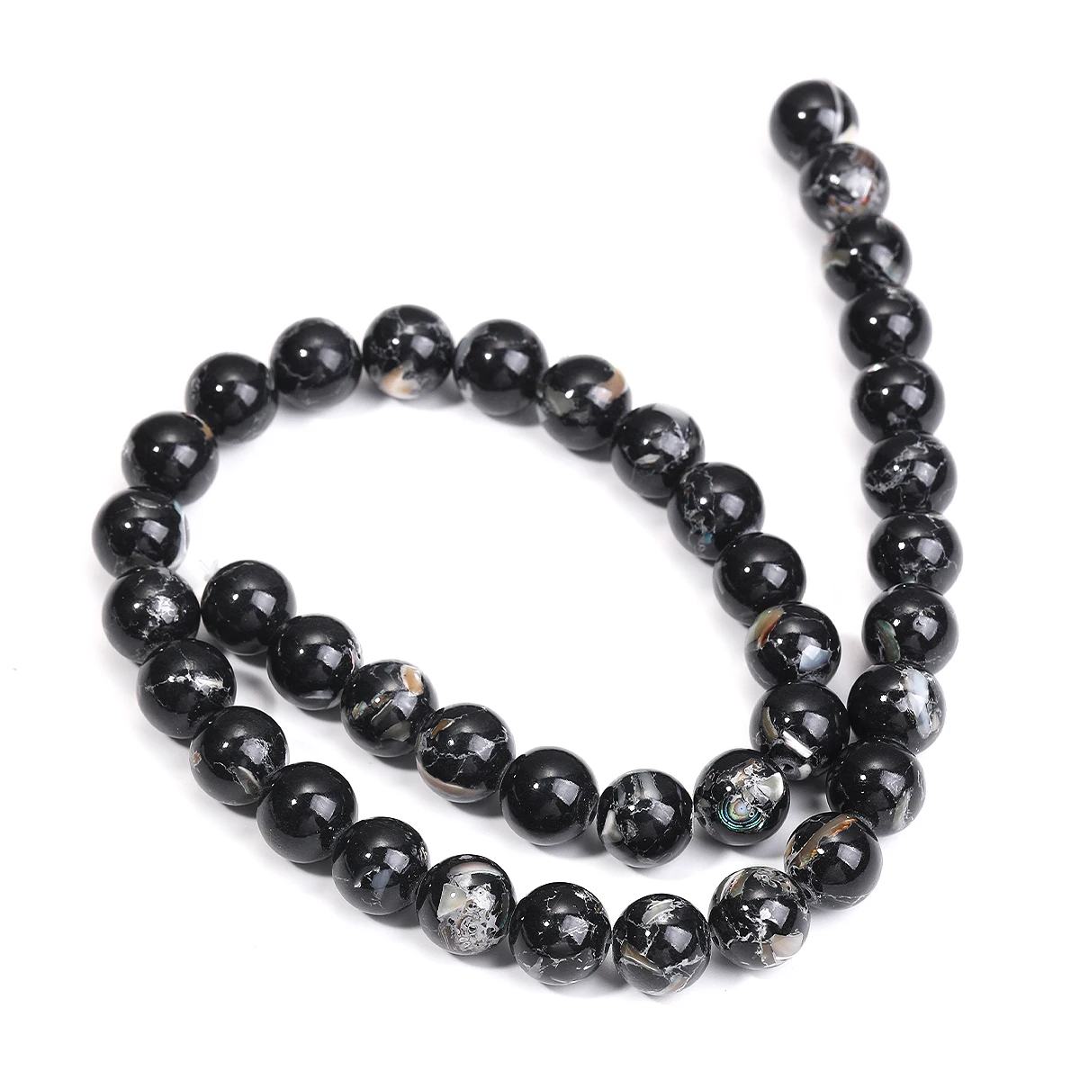 Black Shell Turquoises Stone Natural Second Generation Round Beads for Jewelry Making Diy Bracelet Necklace Wholesale Dropship