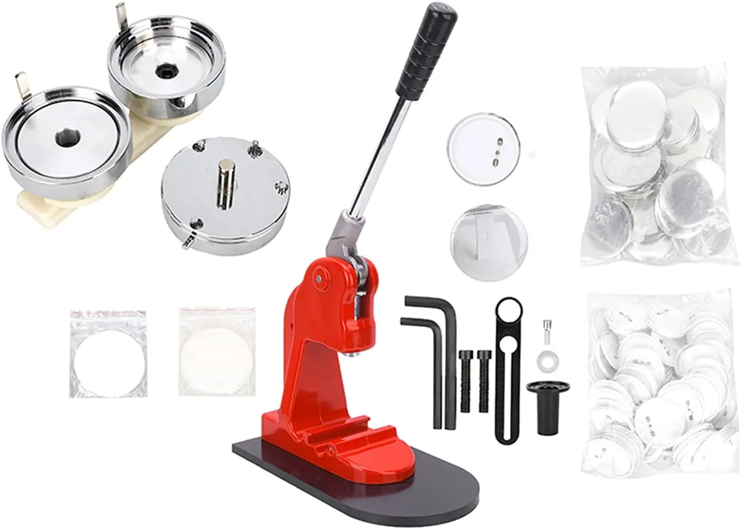 

37mm Badge Making Machine, Ergonomic Button Maker Pressing Machine with Aluminum Alloy Mold, Includes 500 Sets Materials for DIY