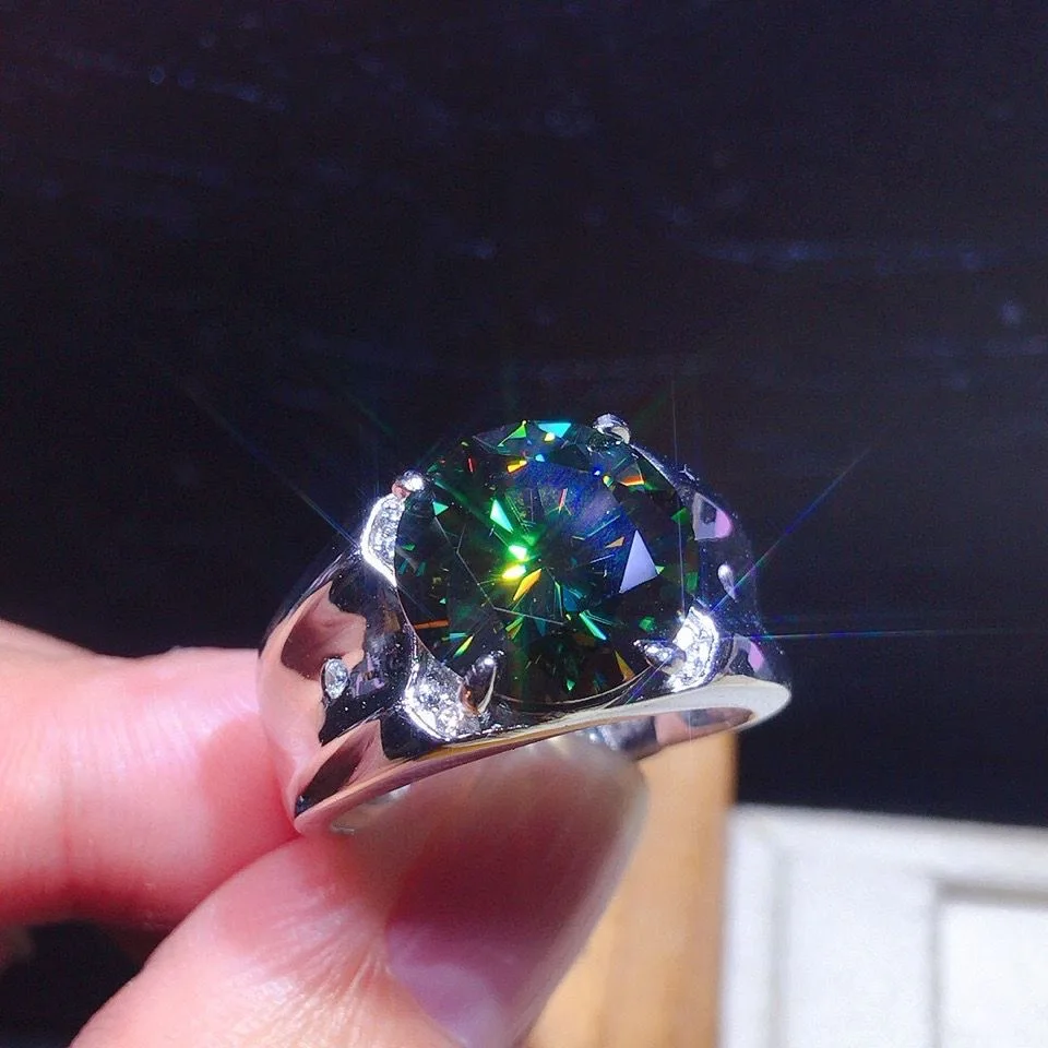 

Classic Blue Green Zircon Ring Majestic Glowing Men Women Style Fashion Jewelry Ring Star Pattern Daily Wear