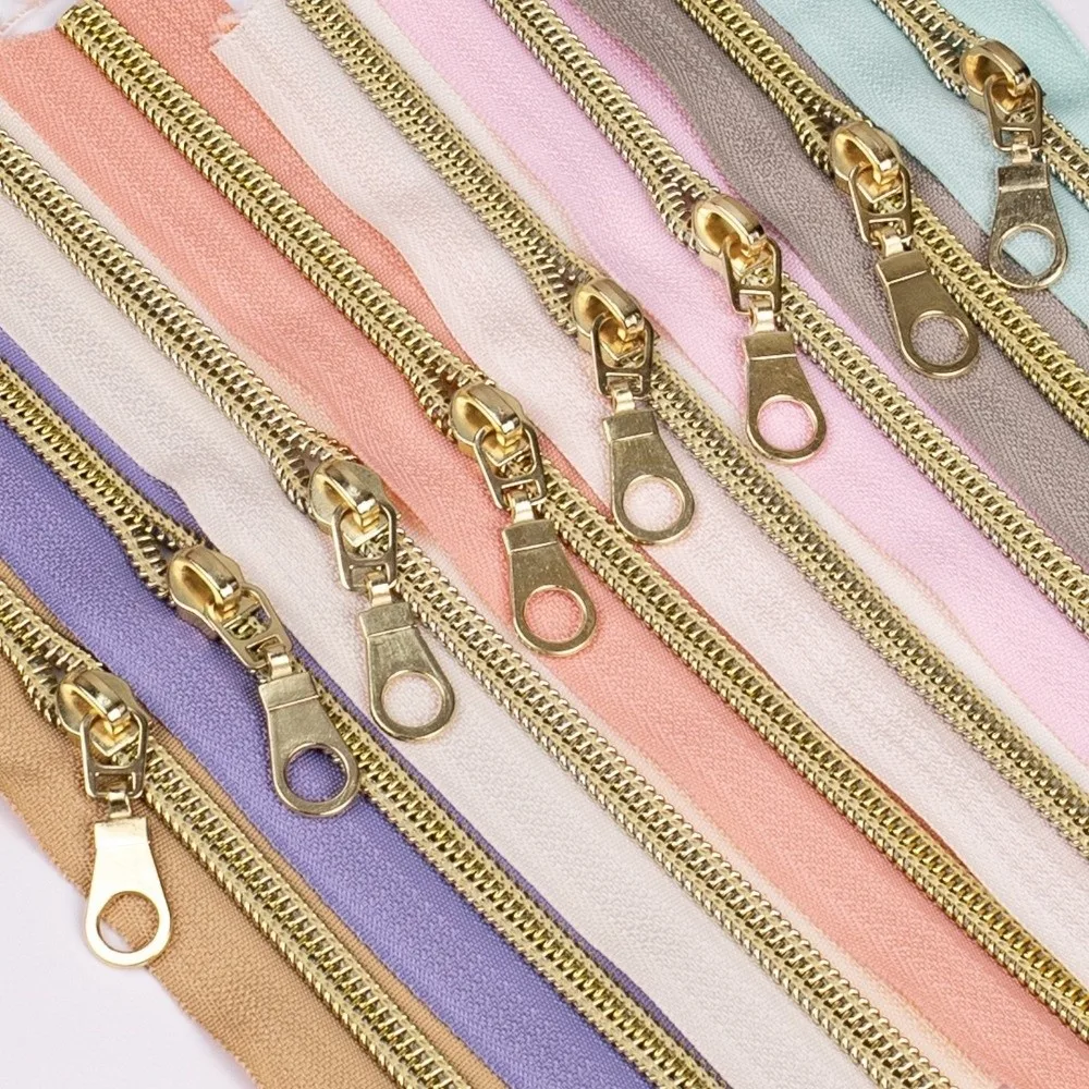 No.5 Pita Ritsleting Nilon Warna Kontras 4.5M Ritsleting 10 Ritsleting Penarik Slider Penutupan Ritsleting DIY Jaket Perbaikan Ritsleting Panjang