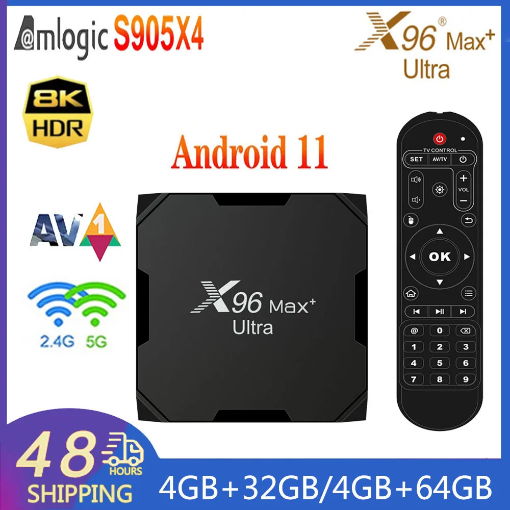 X96 Max + Ultra مشغل وسائط ذكي ، أندرويد 11 ، Amlogic S905X4 ، G ، 5G ، واي فاي مزدوج ، 8K ، AV1 إيثرنت ، M ، BT4.X ، HDR10 ، X96