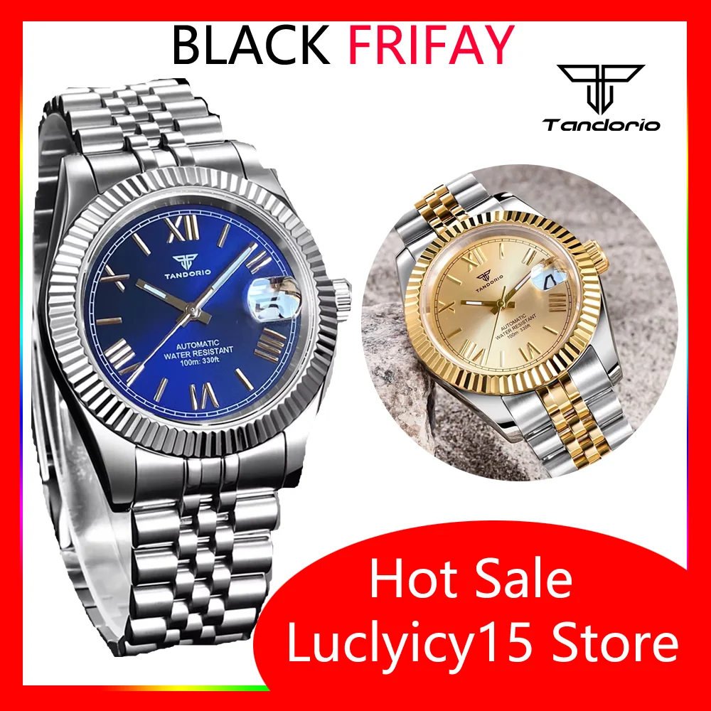 Classico Tandorio 36mm/39mm Luxury Business Datejust Style NH35 Automatic Men Reloj orologio da polso Sunburst quadrante romano zaffiro