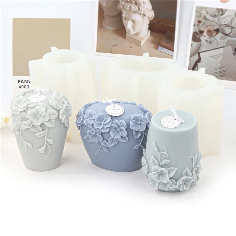 DIY New Nordic Rattan Flowers Silicone Candle Mold Gypsum form Carving Art Aromatherapy Plaster Home Decor Mold Wedding Gift