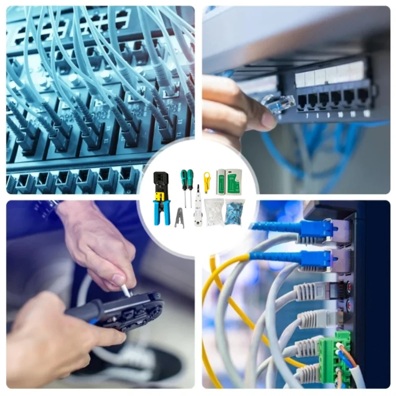 مجموعة أدوات العقص RJ45 لـ RJ11/RJ12/CAT5/CAT6/Cat5e مجموعة أدوات إصلاح الكمبيوتر المحلية