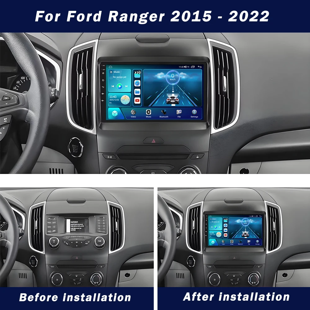 Carplay Android Auto Car Radio For Ford Ranger 2015 2016 2017 2018-2022 QLED Screen Multimedia Player Stereo Bluetooth Head Unit