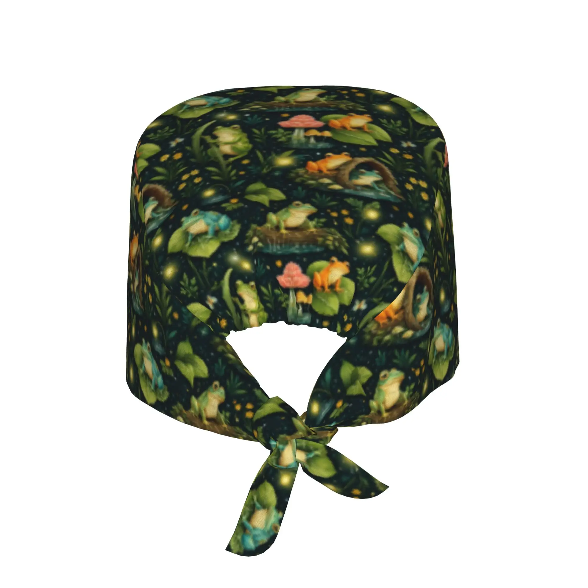 Pond Frogs and Fireflies Scrubs Cap Surgical Hats Men Women Cute Animal Lover  Operating Room Cap Operator Hats Lab Works Hat