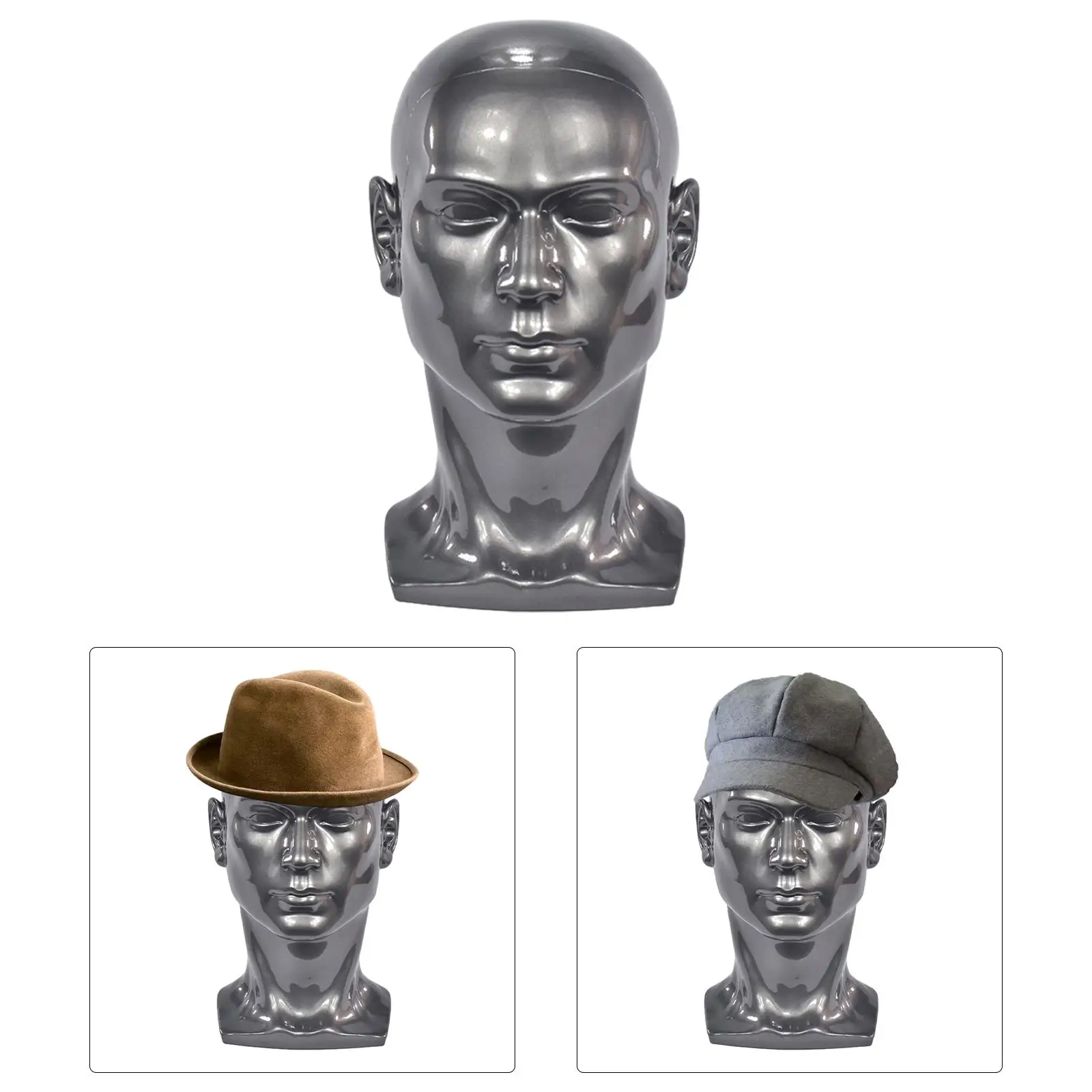 Male Mannequin Head Model, Circumference 57cm Headphone Jewelry Display Stand Durable Quality