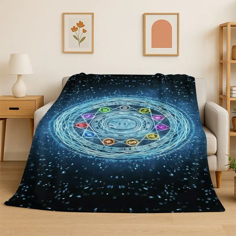 Rainbow Chakra Yoga Mandala Meditation Flannel Blanket Soft Throw Blanket for Bedroom Living Room Bed Travel Camping Picnic Nap