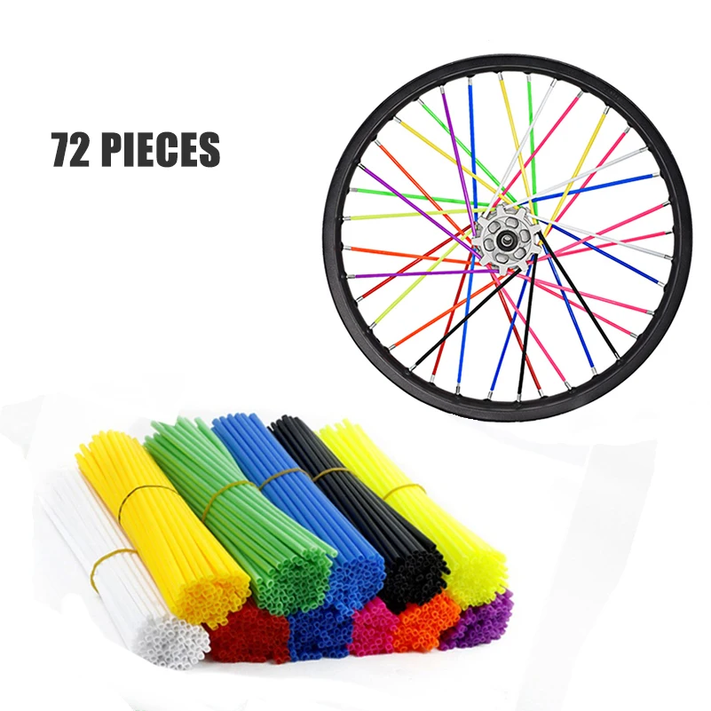 

72Pcs 24CM Bike Motorcycle Dirt Decoration Motocross Wheel Spoke Wraps Rims Skins Protector Covers Decor