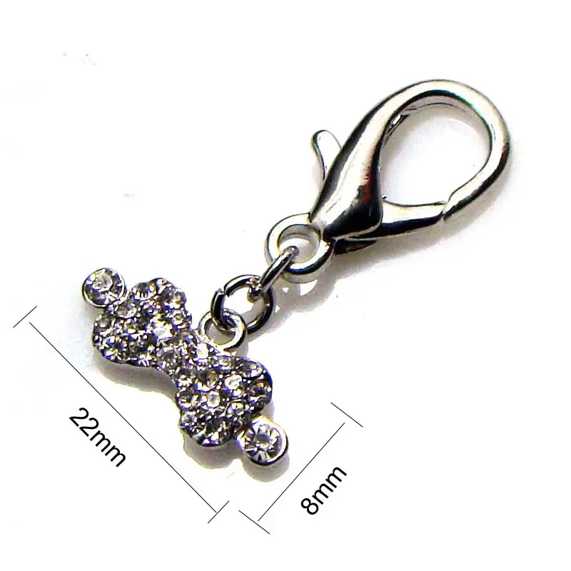 بلورات معدنية صغيرة الكلب العظام الحيوانات الأليفة طوق سحر قلادة الأزياء الحلي مجوهرات اكسسوارات مع إغلاق مخلب جراد البحر الكبير