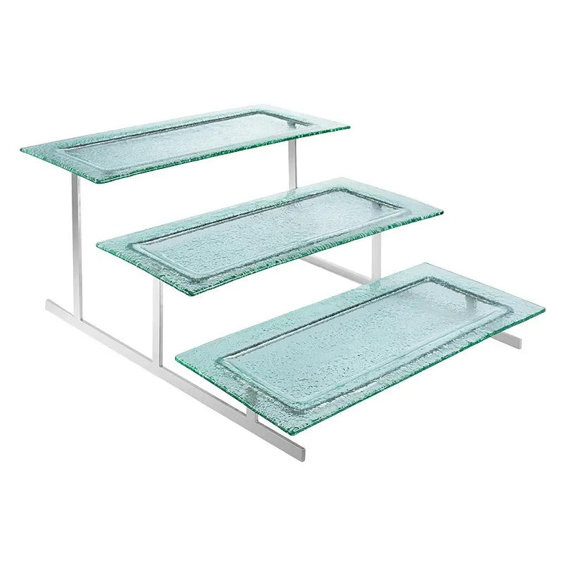 

Triple Cake Rack with Glass Sushi Dim Sum Rack Buffet Food Displa