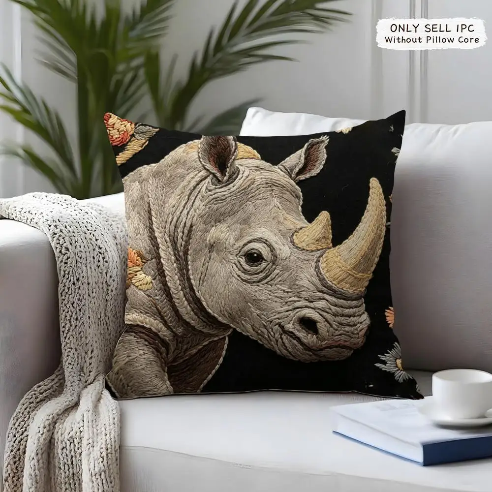 2D Scream Funny Animals Kissenbezug, kurzer Plüsch, doppelseitiger Druck, quadratische Kissenbezüge, Sofa-Kissen, Heimkissen-Dekoration – Detail 9
