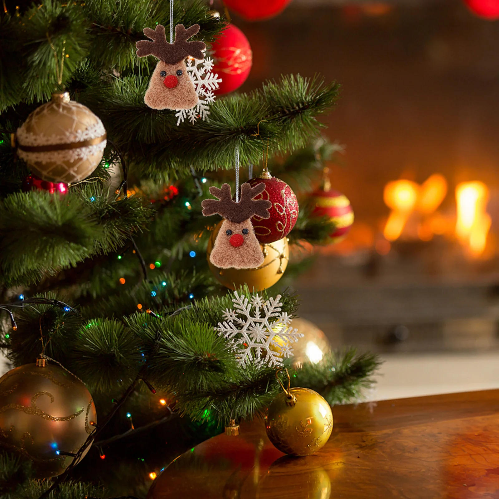 4 szt. Świąteczne głowy renifera do dekoracji, rękodzieła DIY, ozdoby z filcu wełnianego na choinkę, dekoracja domu, ozdoby głowy renifera