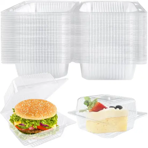50 Pcs Clear Plastic Take Out Containers with Hinged Lids, Disposable Clamshell Food Containers for Salad, Pasta, Hamburger