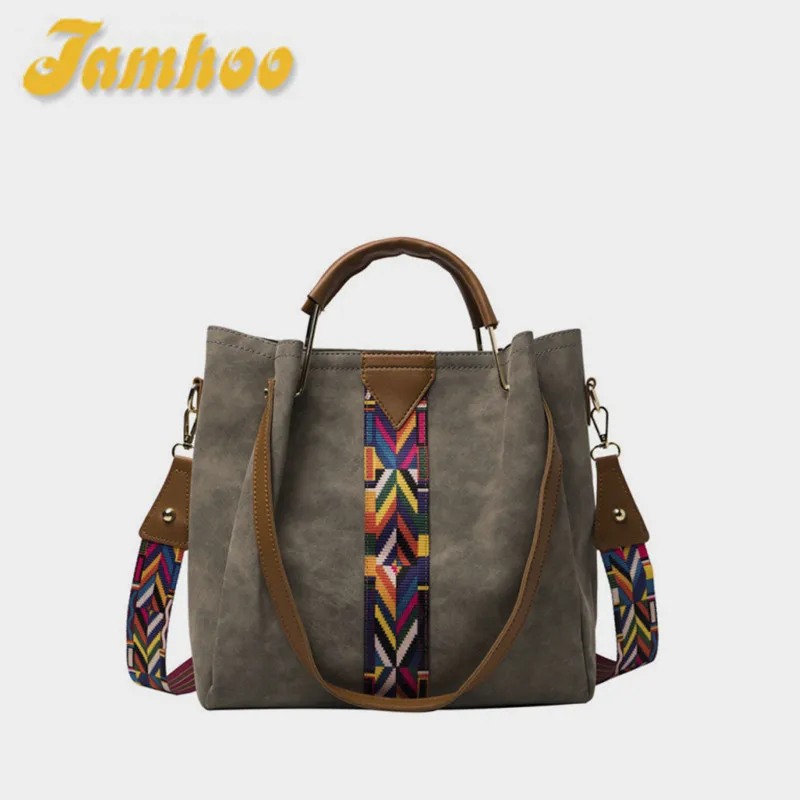 Jamhoo Vintage Totes Bags Widen Strap Women Large Capacity Handbags Women PU Shoulder Messenger Bag Female Retro Daily Totes