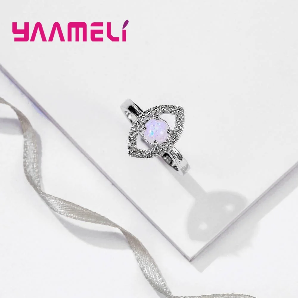 100% 925 Sterling Silver Color Crystal Jewelry For Women Female Hard Round Shape Design Opal Store Best Present Decoration