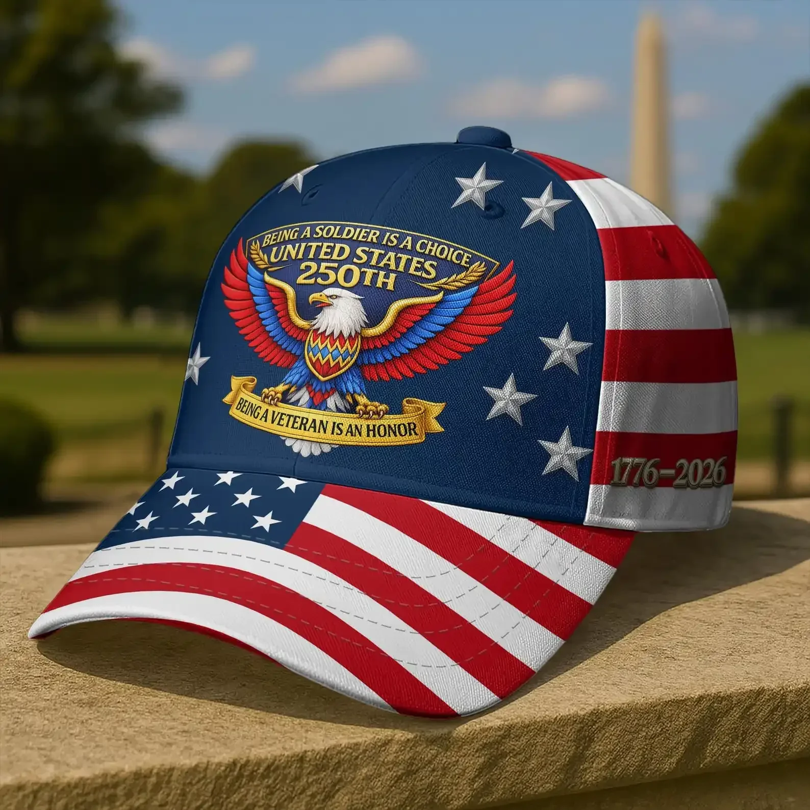 Customization 250th Anniversary USA Baseball Cap, Being A Veteran Is An Honor Hat, 4th Of July Gifts For Veterans, Independence