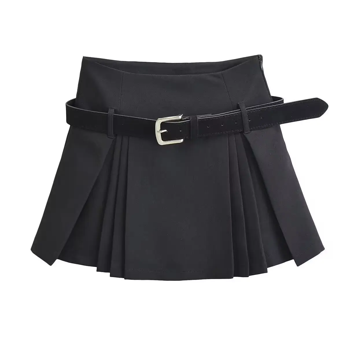 

Versatile College Style Pleated Skirt with Waistband High Waist Anti Glare A-line Skirt Fashionable Short Skirt for Women