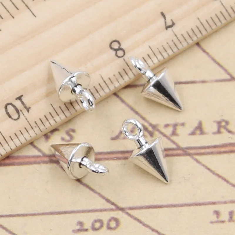 20pcs Charms Cone Shaped Conic Geometric Plumb Plummet 13x7x7mm Tibetan Silver Color Pendants Antique Making DIY Handmade Craft