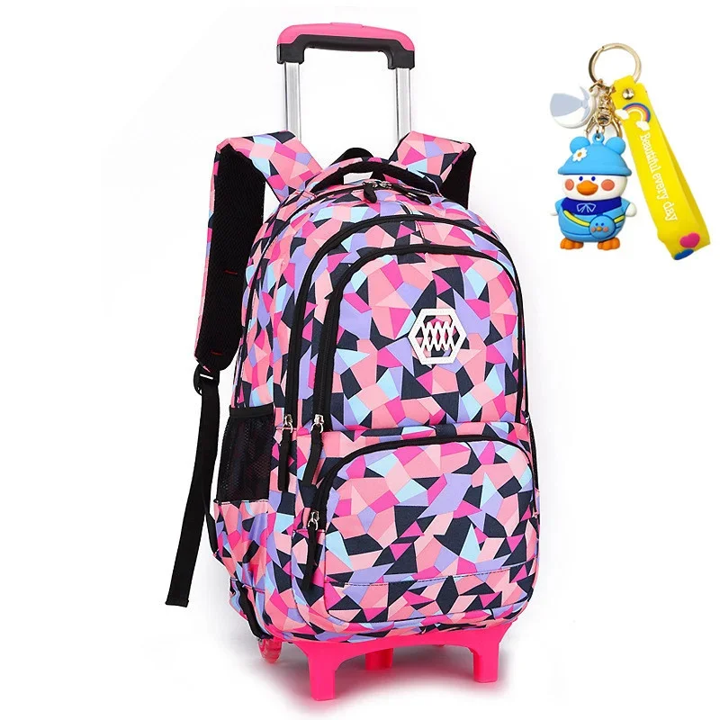 Waterproof Backpack With Wheel Removable Children School Bags For Girls Kids Trolley Student Detachable Backpacks