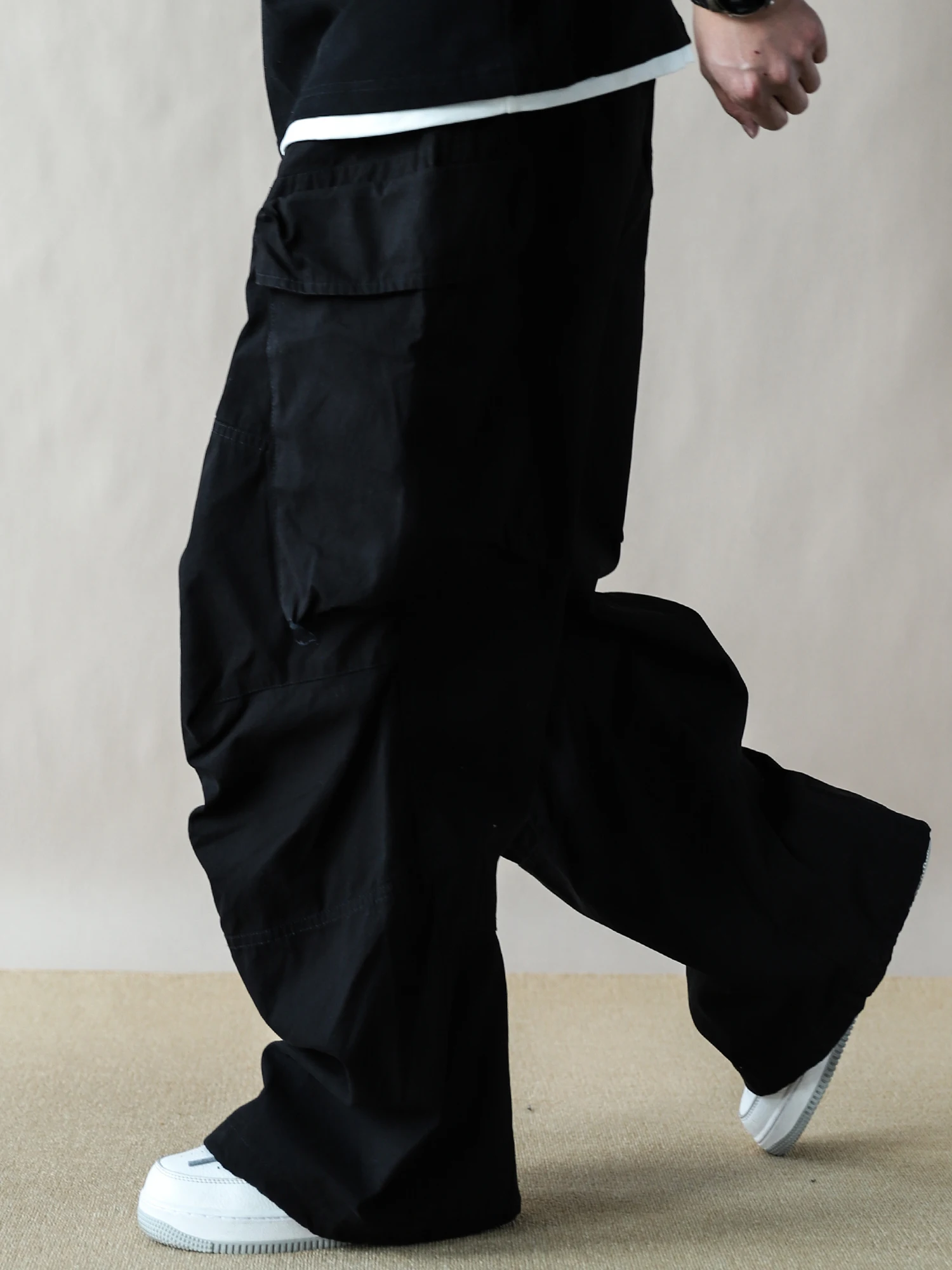 

American Workwear Sle Men's Loose Casual Straight Leg Pants Multiple kets Pure Cotton Bla Trendy Spring Autumn