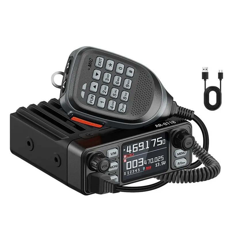 AR-8118 25W Dual Band Mini Mobile Radio HD Voice 200CH Long Range VHF UHF Long Range VHF UHF