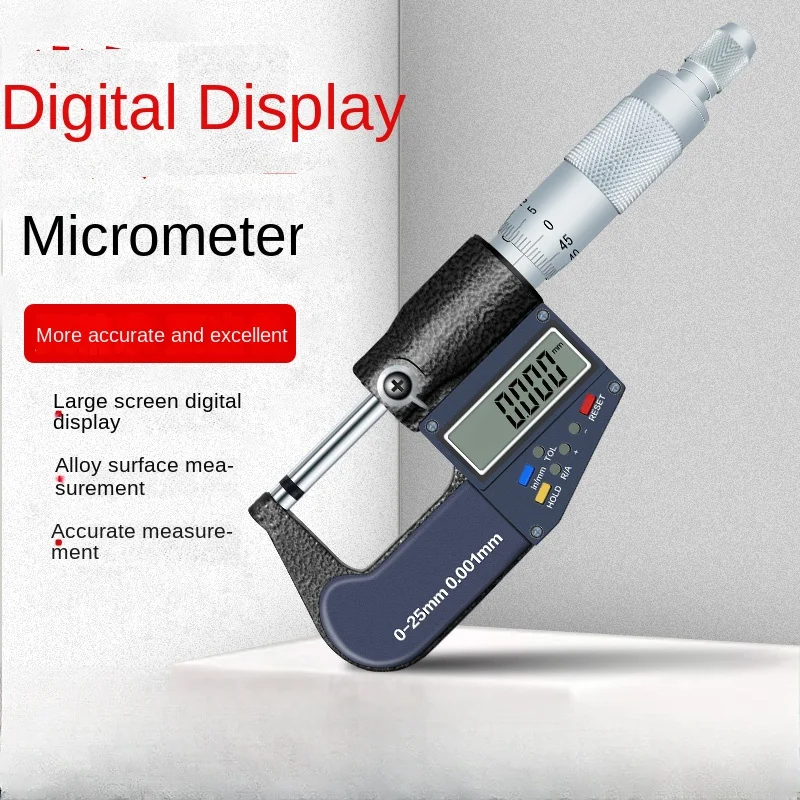 Outer diameter micrometer high-precision digital thickness measurement 0.001 microcaliper Electronic spiral micrometer caliper