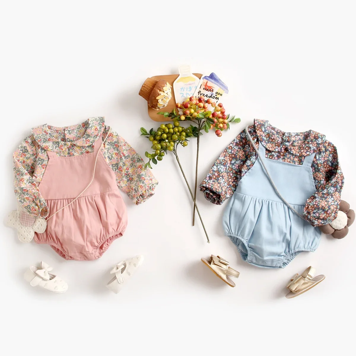 Baby-Mädchen-Bodysuits Prinzessin Frühlingsdruck Herbst Süße Säuglings-Onesies Langarm-Kleidung – Detail 3