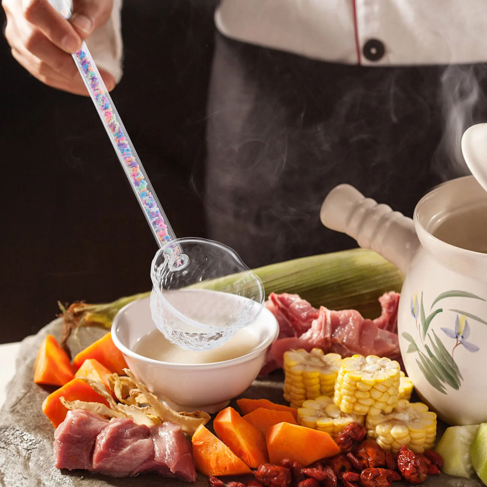 

Spoon Soup Serving Spoons Heat Resistant Glass Tea Loose Scoop for Ladle Handheld