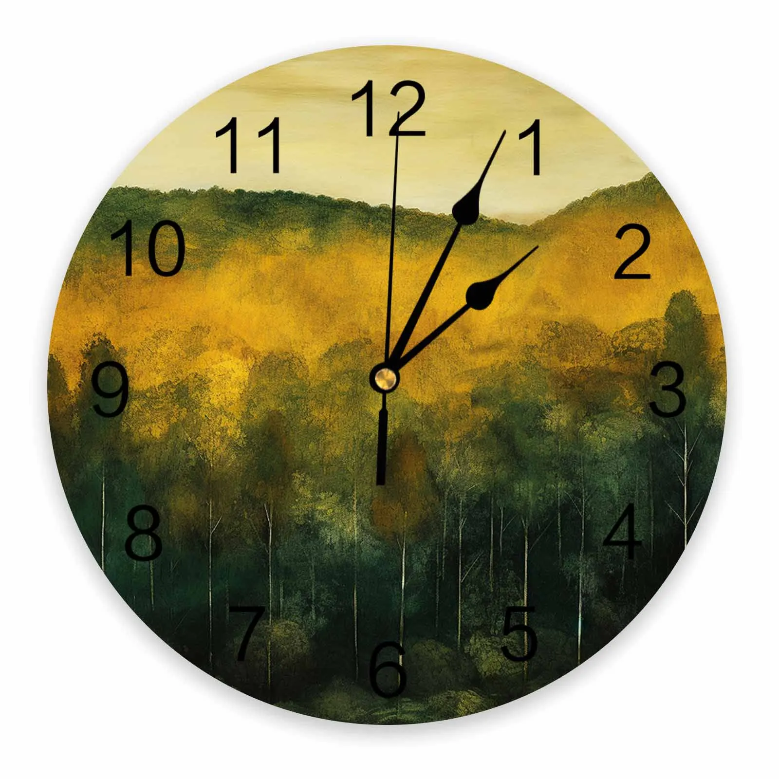 

Forest Trees Landscape Wall Clock Large Modern Kitchen Dinning Round Wall Clocks Bedroom Silent Hanging Watch