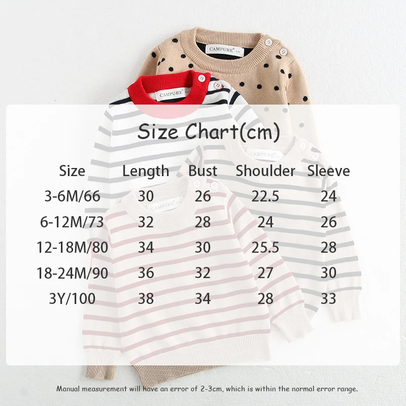Klassisches Frühlings-Baby-Sweatshirt mit Schulterschnalle, 0–3 Jahre, gestreifter Strickpullover für Kleinkinder, Mädchen und Jungen, lockere Basis, Tops, Pullover – Detail 1