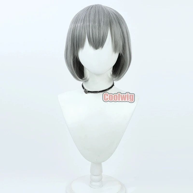 Coolwig Synthetic Hair Neve Cosplay Wigs Game Nikke The Goddess of Victory Neve 30cm Short Straight Gray Bobo Wig Heat Resistant
