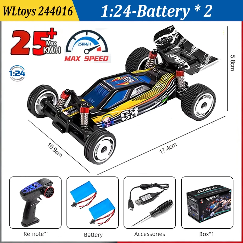 

Высокоскоростная машинка WLtoys 244016, масштаб 1:24, высококачественная радиоуправляемая гоночная машина, двухколесный привод, подарок для мальчиков