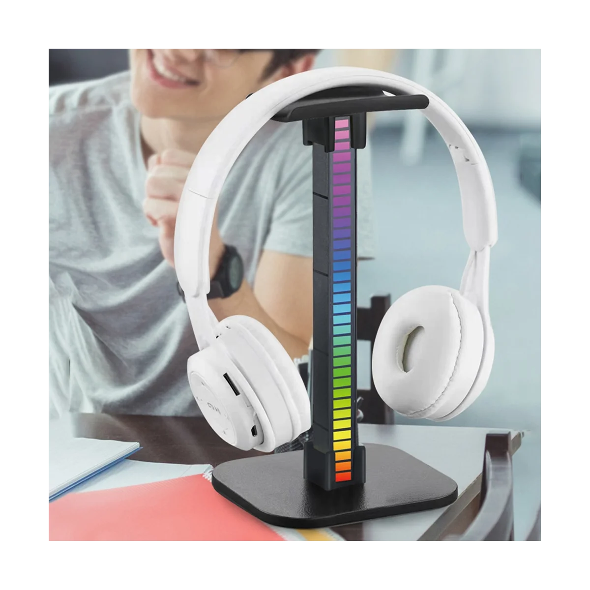 RGB Headphone Stand Game Headset Desk Display Holder LED Base USB Pickup Light Headset Support Bracket-B