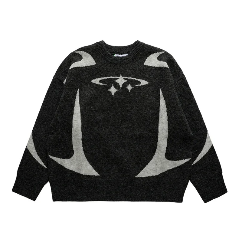 Maglieria Vintage da uomo stelle maglioni grafici inverno Harajuku Pullover oversize maglione Unisex vestiti estetici per adolescenti