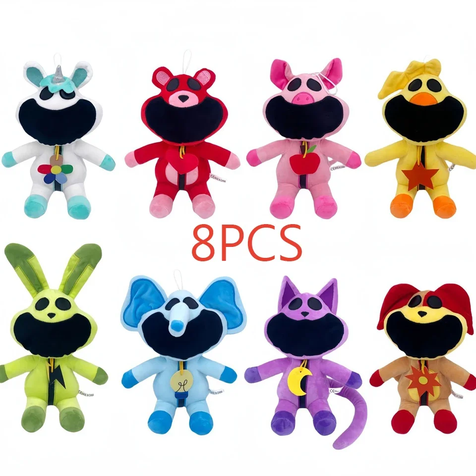 8pcs Smiling Critters Plush Toys Cartoon Stuffed Cat Nap Bear Dolls Soft Toy ​Pillow Boys Kids Birthday Gifts