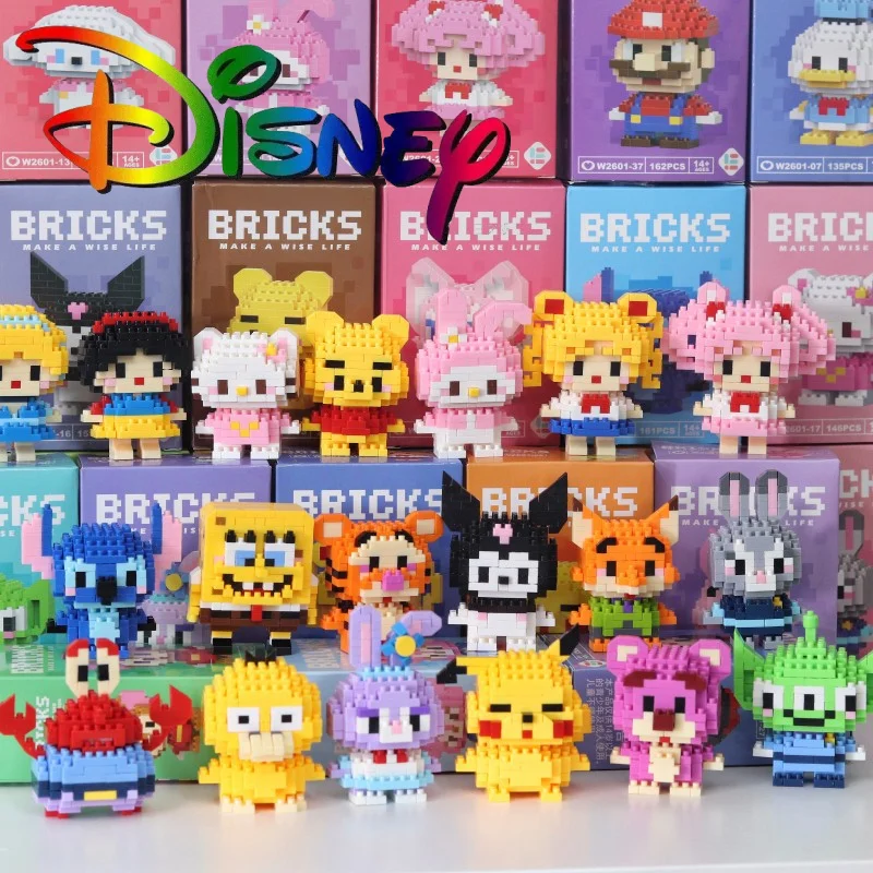 Disney-bloques de construcción de Stitch para niños, mini figuras de acción de dibujos animados Kawaii, bloques de montaje, Juguetes DIY, regalo