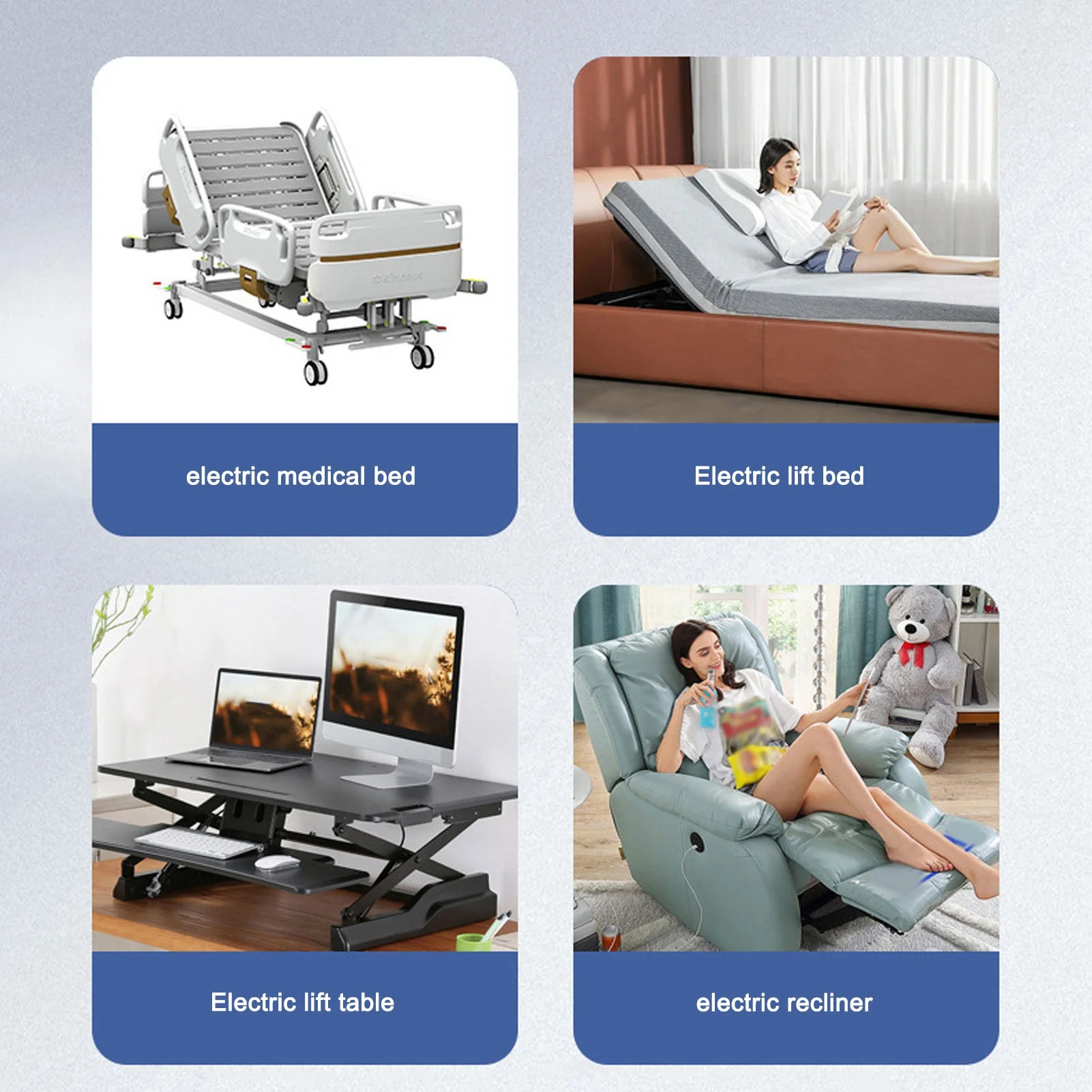 Lifting Bed Controller Electric PVC IP66 Wear Resistant Lift Chair Hand Control for Hospital (8 Pin)