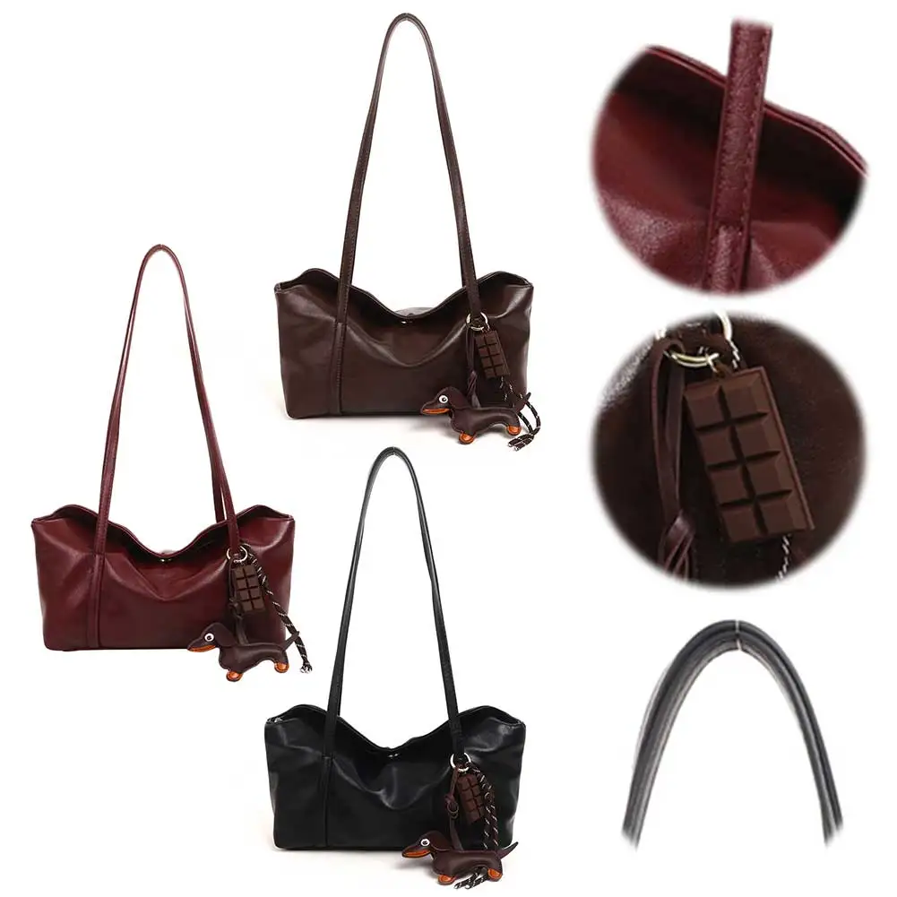 

Женская сумка подмышки с внутренним карманом, сумка-подушка из искусственной кожи, однотонная сумка, модная сумка-хобо для работы, путешествий