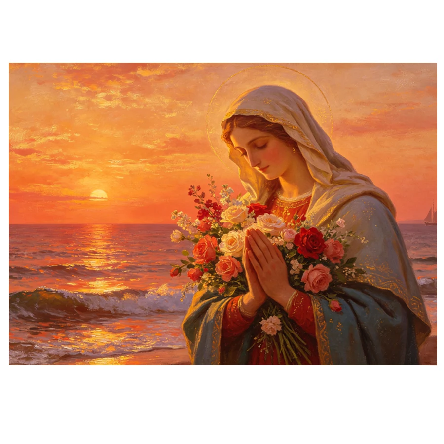 Diamond Painting sea Virgin Mary Picture Of Rhinestones Kits Embroidery flower praying woman Full Square Mosaic Handmade decor