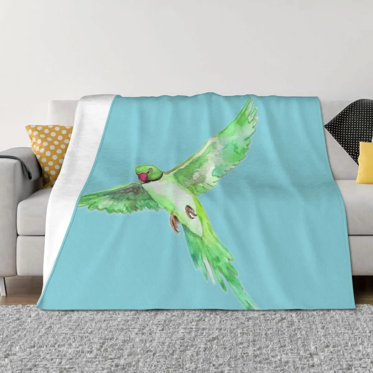 

Indian Ringneck Parakeet Throw Blanket Decorative Sofa Bed covers christmas decoration Flannel Fabric Blankets