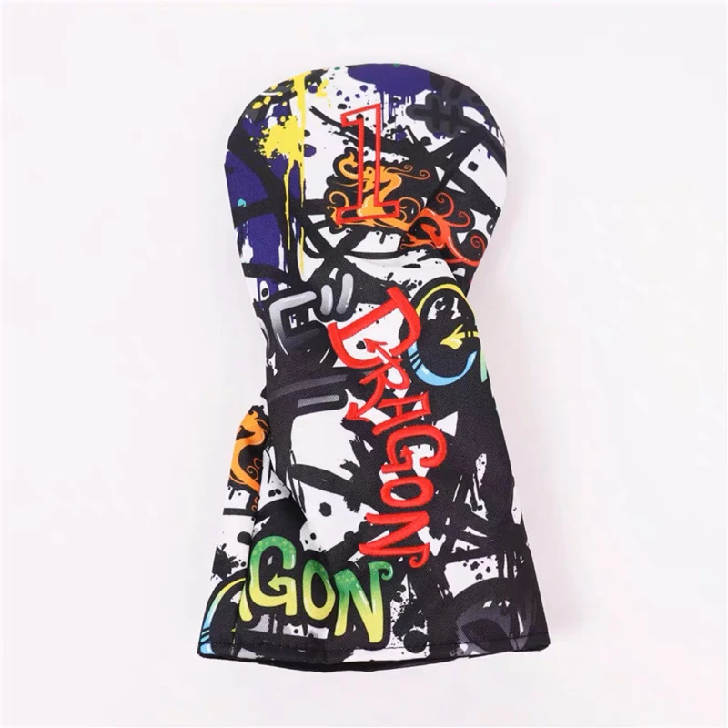 Fashion Graffiti Dinosaur Golf Club Headcovers  #1 #3 #5 UT Driver Fairway Woods Cover Waterproof PU Leather Head Covers Unisex