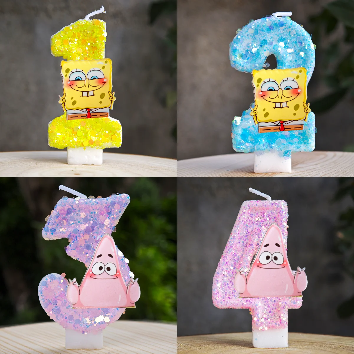 Niedliche SpongeBob-Themen-Kerze Geburtstagstorten-Dekoration für Jungen Mädchen Party-Zubehör