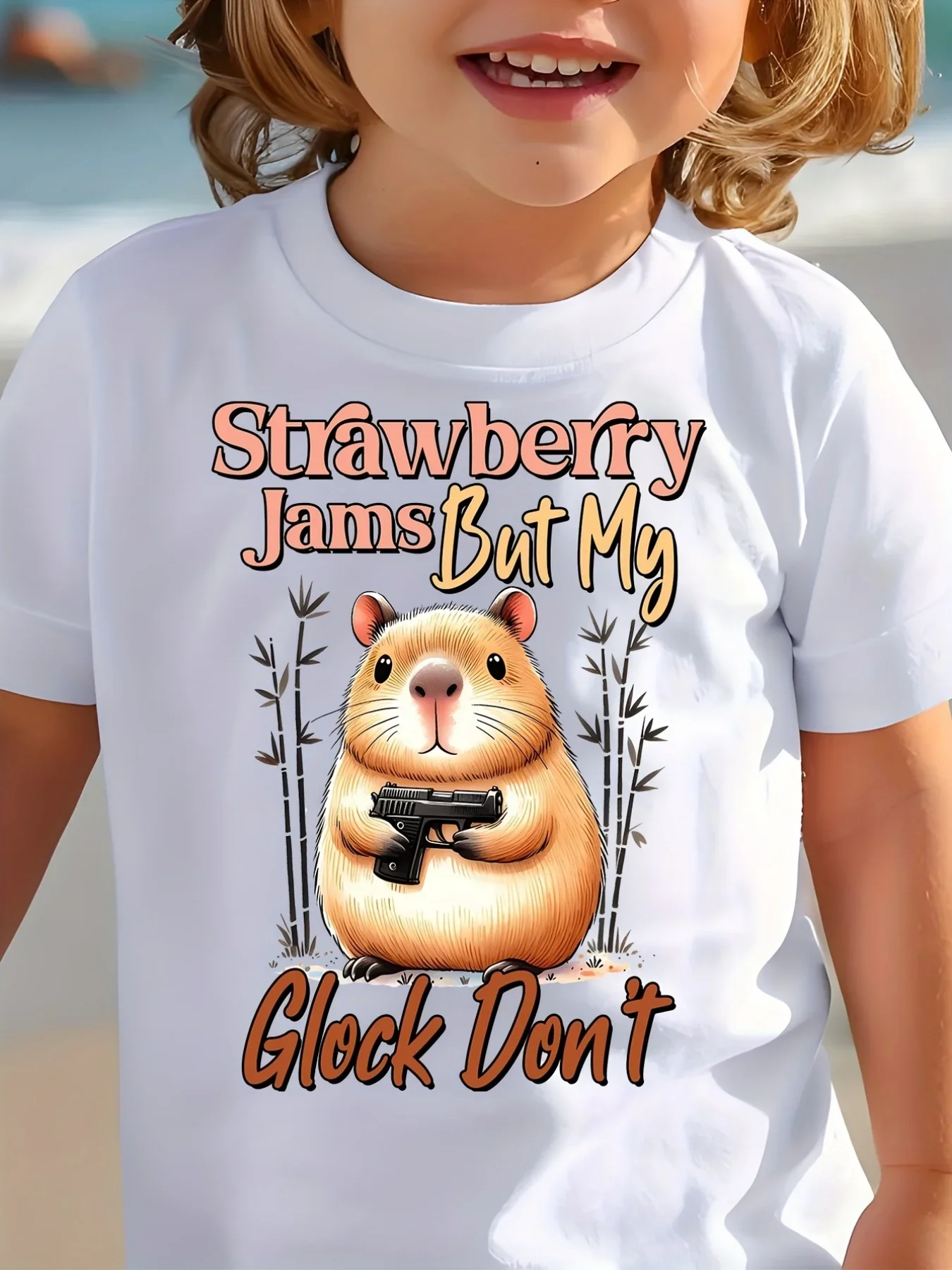 

Children's T-Shirt 3D Capybara Graphic T Shirts Short Sleeve Clothing for Girls Crew Neck Tops Fashion Animal Print Girl Clothes
