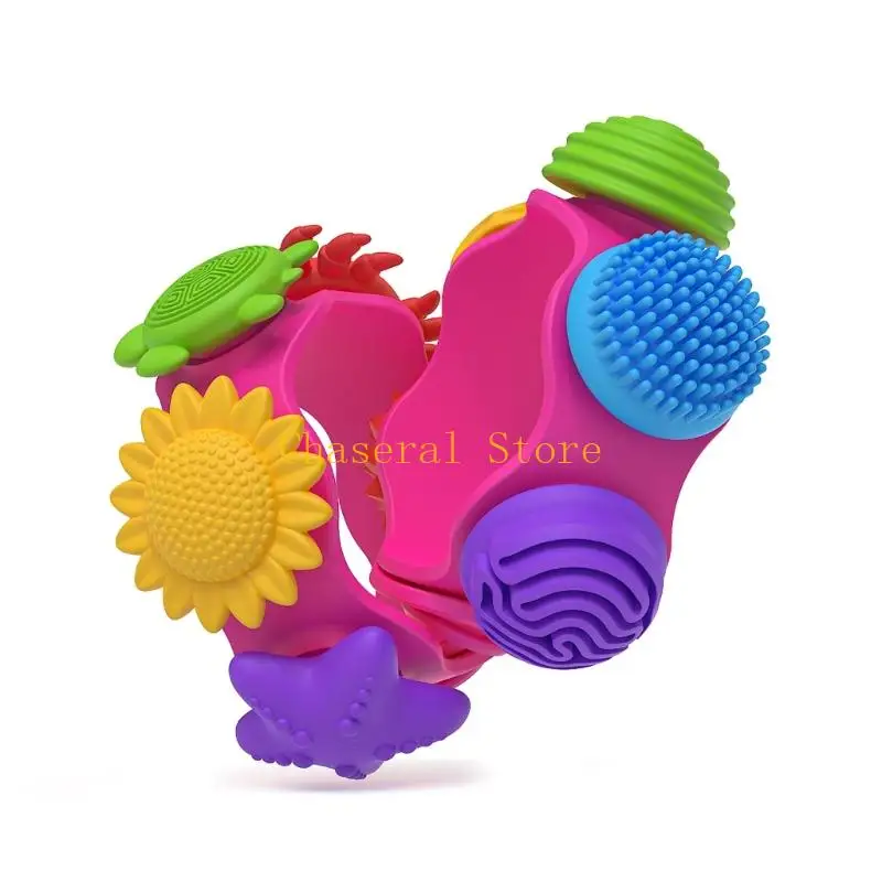 E7CE 22PCS Rotating Sensory Ring WristBand Silicone Texture Spinner Toy For Adult And Kids Stress Relief Hand Relaxation